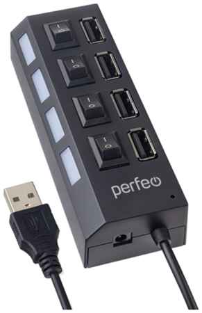 USB-HUB Perfeo 4 Port, (PF-H030 Black) чёрный 19848284045343
