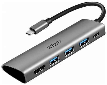 Хаб WiWU Alpha A531H Type C to x3 USB 3.0, HDMI, Type C 5 in 1 Adapter 19848287804249