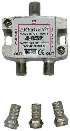 PREMIER Делитель (splitter) ТВ сигнала на 2 выхода для активной антенны, 3 гайки F