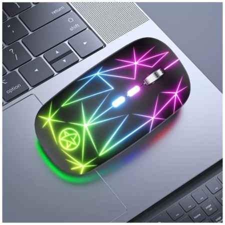 Мышка для компьютера / Мышь для ноутбука / беспроводная мышь / С подсветкой RGB / Встроенный аккумулятор 19848304137024