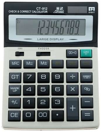 Калькулятор настольный, 12 - разрядный, CT - 912, двойное питание, большой 19848304214109