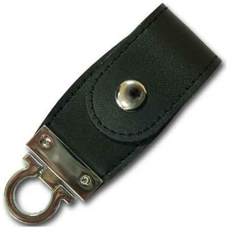 Подарочная флешка кожаная широкая на кнопке черная, сувенирный USB-накопитель 64GB 19848306609588