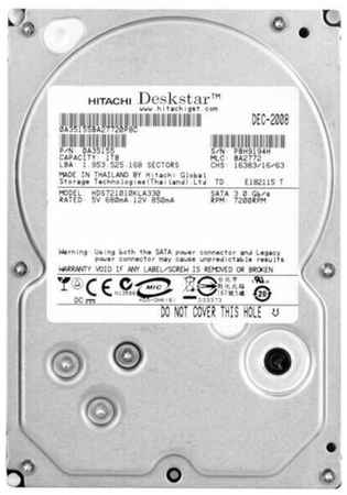 1 ТБ Внутренний жесткий диск Hitachi HDS721010KLA330 19848308250872