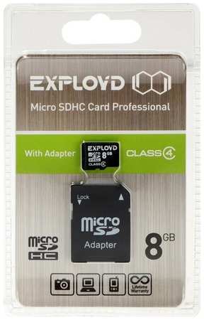 SmartBuy Карта памяти microSD, 8 Гб, SDHC, класс 4, с адаптером SD