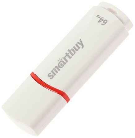 Флешка Smartbuy Crown White, 64 Гб, USB2.0, чт до 25 Мб/с, зап до 15 Мб/с, белая 19848312020264