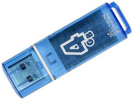 Флешка Smartbuy Glossy, 4 Гб, USB2.0, чт до 25 Мб/с, зап до 15 Мб/с, синяя 19848312494250