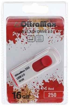 Флешка OltraMax 250, 16 Гб, USB2.0, чт до 15 Мб/с, зап до 8 Мб/с, красная 19848312692985