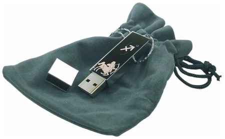 Подарочный USB-накопитель подвеска на цепочке с гравировкой знак зодиака стрелец 128GB, с бархатным мешочком 19848316359672
