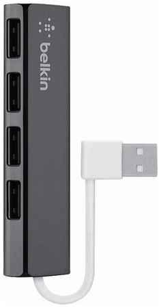 USB-концентратор Belkin 4-Port Ultra-Slim Travel Hub, разъемов: 4, черный 19848317385568