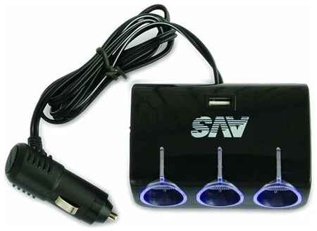 Разветвитель прикуривателя 3 выхода +2 USB с подсветкой CAR 19848319021359