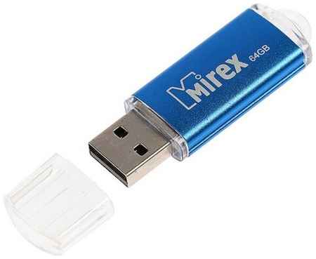 Флешка Mirex UNIT AQUA, 64 Гб, USB2.0, чт до 25 Мб/с, зап до 15 Мб/с, синяя 19848319683527