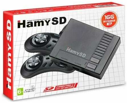 Игровая приставка 16 bit Hamy SD + 166 встроенных игр + 2 геймпада (Черная) 19848321064630