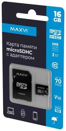Карта памяти Maxvi microSDXC 64GB, class 10, UHS-I (3), V30, (MSD64GBC10V30) с адаптером 19848322108381