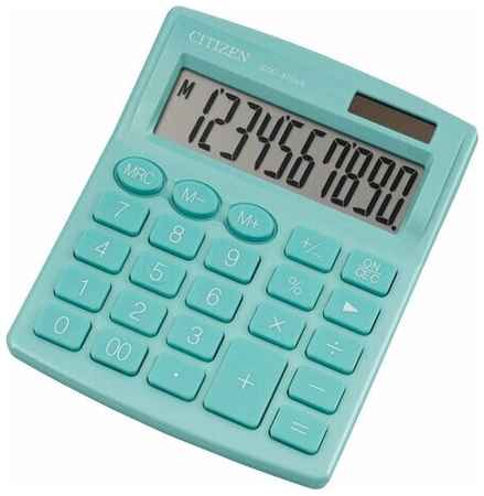 Калькулятор настольный CITIZEN SDC-810NRGNE, компактный (124х102мм), 10 разрядов, двойное питание, бирюзовый 19848322546821