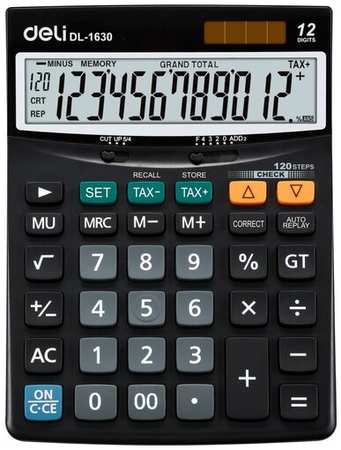 Калькулятор настольный Deli Core E1630 черный 12-разр 19848324588596