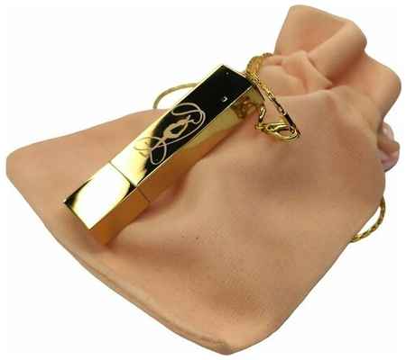 Подарочный USB-накопитель подвеска на цепочке с гравировкой гимнастика золото 8GB, с бархатным мешочком 19848325692512