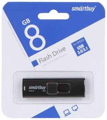 Флеш-накопитель 8Gb SmartBuy Fashion, USB 3.0/3,1, пластик, чёрный 19848326805541