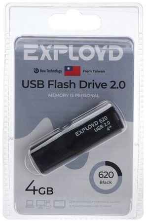 Флешка Exployd 620, 4 Гб, USB2.0, чт до 15 Мб/с, зап до 8 Мб/с, чёрная 19848327988040