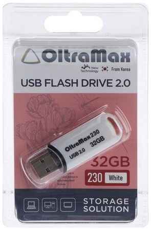 Флешка 230, 32 Гб, USB2.0, чт до 15 Мб/с, зап до 8 Мб/с, белая 19848329559764