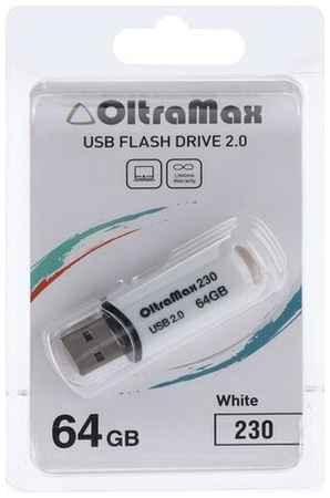 Флешка 230, 64 Гб, USB2.0, чт до 15 Мб/с, зап до 8 Мб/с, белая 19848329559767