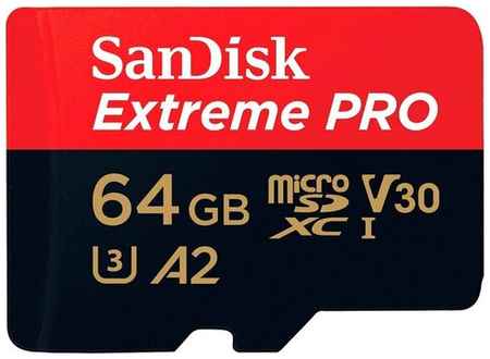 Карта памяти SanDisk microSDXC 128 ГБ Class 10, V30, A2, UHS Class 3, R/W 170/90 МБ/с, адаптер на SD, красный/черный 19848336815881