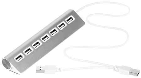 GCR USB Hub 2.0 на 7 портов, Plug&Play, silver + дополнительное питание 19848340431705