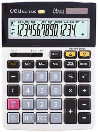 Калькулятор настольный Deli E1672C серебристый 14-разр 19848349286450