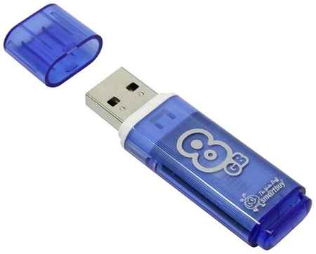 Флеш-диск 8 GB, SMARTBUY Glossy, USB 2.0, синий, SB8GBGS-B 4690626001190 19848352273480