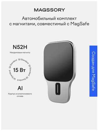 Magssory / Магнитный автомобильный держатель Magsafe с беспроводной зарядкой для iPhone