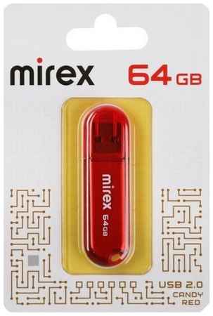 Флешка Mirex CANDY RED, 64 Гб , USB2.0, чт до 25 Мб/с, зап до 15 Мб/с, красная 19848364327972