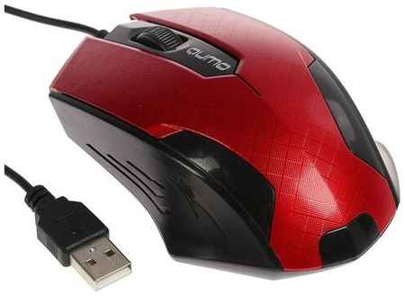 Мышь Qumo M14 Office, проводная, оптическая, 3 кнопки, 1000 dpi, USB, красная (комплект из 4 шт)