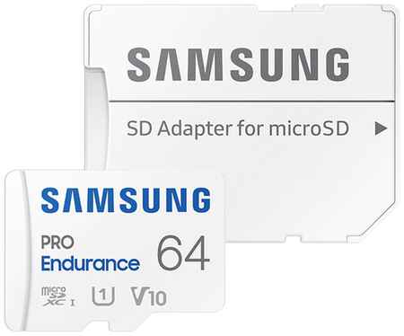 Карта памяти Samsung PRO Endurance 64 ГБ Class 10, V10, UHS-I U1, адаптер на SD 19848371646030
