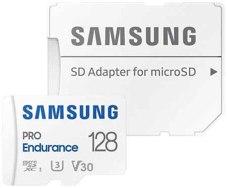 Карта памяти Samsung PRO Endurance 128 ГБ Class 10, V30, UHS-I U3, адаптер на SD