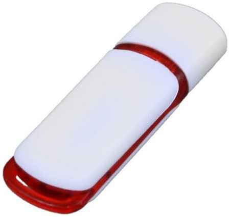 Yoogft Флешка 3.0 промо прямоугольной классической формы с цветными вставками, 128 Гб, белый/красный 19848373152637
