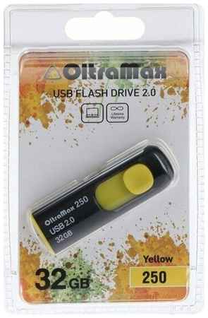 Флешка OltraMax 250, 32 Гб, USB2.0, чт до 15 Мб/с, зап до 8 Мб/с, желтая 19848375559877