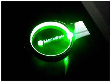 Стеклянная флешка с круглым кристаллом под гравировку 3D логотипа (64 Гб / GB USB 2.0 Зеленый/Green Cristal-02 apexto UG002, LED LOGO) 19848375580855