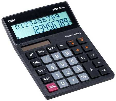 Калькулятор настольный Deli EM126 черный 12-разр 19848376273806