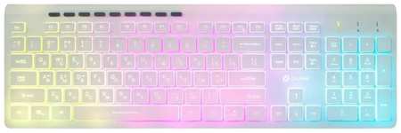 Клавиатура проводная Oklick 490ML белый USB slim Multimedia LED 19848379234514
