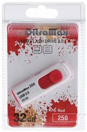 Флешка OltraMax 250, 32 Гб, USB2.0, чт до 15 Мб/с, зап до 8 Мб/с, красная 19848379600535