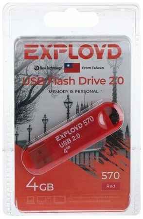 Флешка Exployd 570, 4 Гб, USB2.0, чт до 15 Мб/с, зап до 8 Мб/с, красная (комплект из 3 шт) 19848379615738