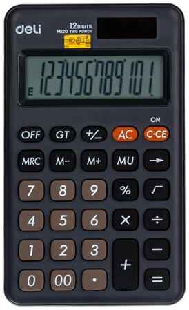 Калькулятор карманный Deli EM120BLACK черный 19848381797049
