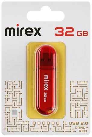 Флешка Mirex CANDY , 32 Гб , USB2.0, чт до 25 Мб/с, зап до 15 Мб/с, красная