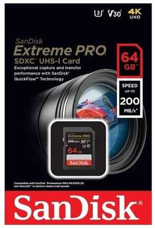 Карта памяти SanDisk Extreme Pro SDXC UHS Class 3 V30 200MB/s 64 GB