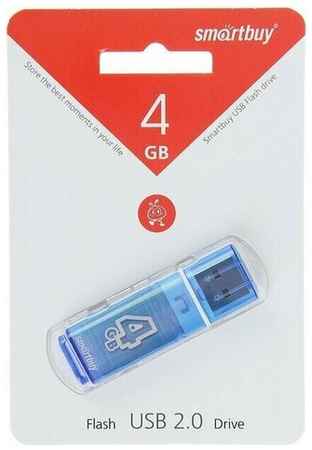 Флешка Smartbuy Glossy, 4 Гб, USB2.0, чт до 25 Мб/с, зап до 15 Мб/с, синяя 19848384345516