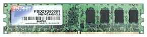 Модуль оперативной памяти Patriot Memory PSD21G80081 DDR2, 1 Гб, DIMM 240-pin, 800 МГц, 6400 Мб/с, 1 * 1 Гб CL5 19848385236639