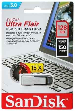 Накопитель SanDisk 128GB CZ73 Ultra Flair silver/black USB3.0 Flash Drive (SDCZ73-128G-G46) 19848391895130