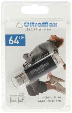 Флешка OltraMax 64, 64 Гб, USB2.0, чт до 15 Мб/с, зап до 8 Мб/с, чёрная 19848392771095