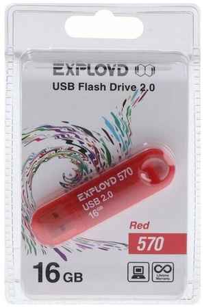 EXPLOYD Флешка 570, 16 Гб, USB2.0, чт до 15 Мб/с, зап до 8 Мб/с, красная 19848392771097