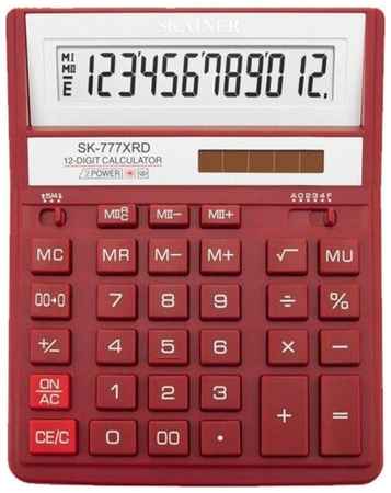 Калькулятор настольный большой SKAINER SK-777XRD, 12 разрядов, двойное питание, двойная память, 157x200x32 мм, красный 19848397168688