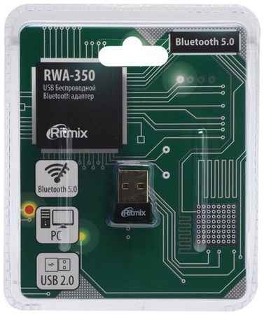 Ritmix Bluetooth-адаптер RWA-350, вер 5.0, USB, чёрный 19848399357308